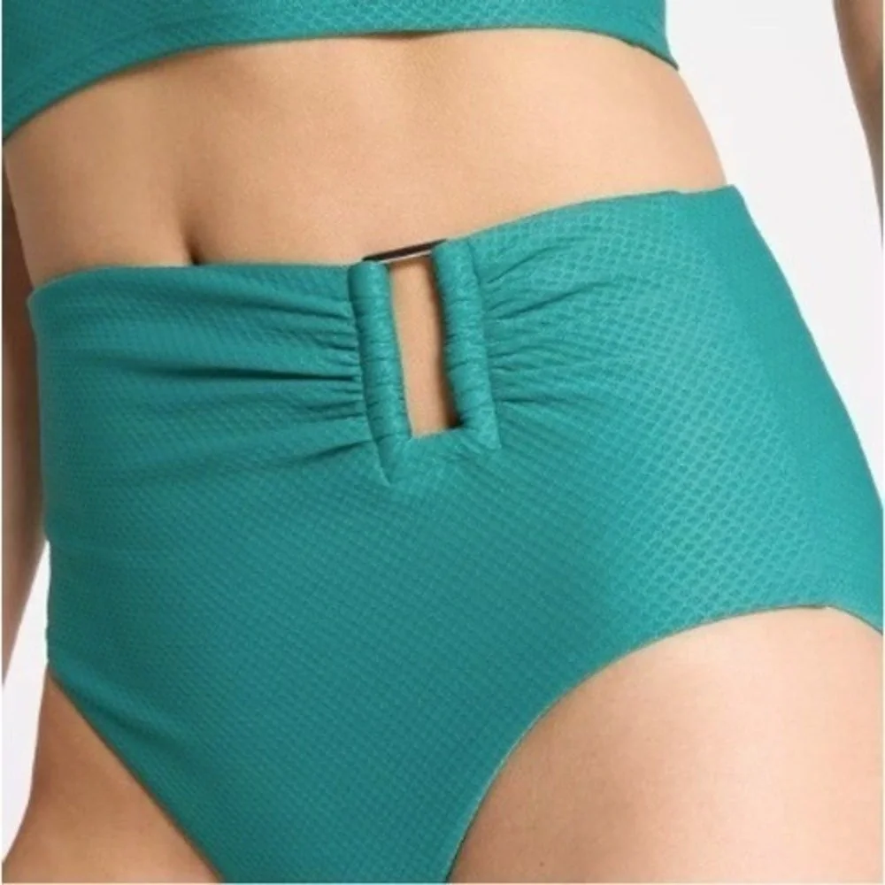 CALIA Womens Asymetrical Rectangle Trim Swim Bottom Beach Wear Green Size XL NWT